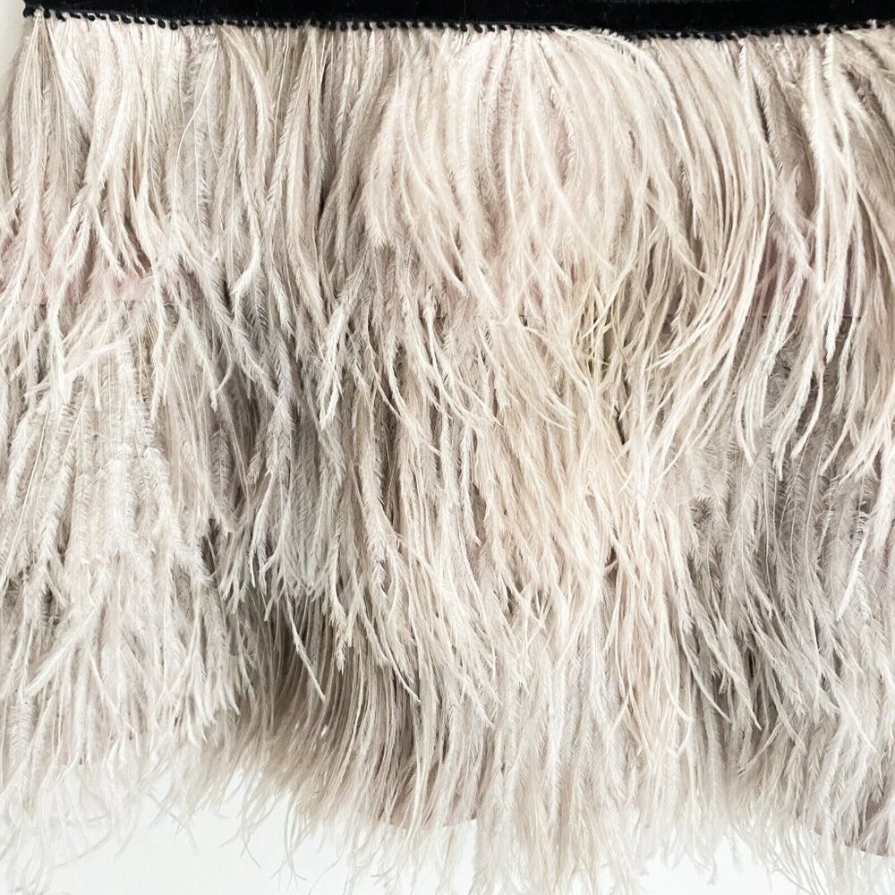 Brose Grey Silk Ostrich Feathers Short Sleeveless Cocktail Dress 6 - Picture 4 of 9